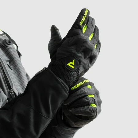 RĘKAWICE MOTOCYKLOWE REBELHORN CORE BLACK GREY FLUO YELLOW