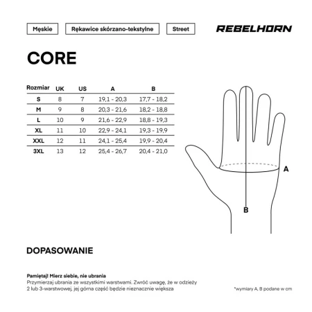 RĘKAWICE MOTOCYKLOWE REBELHORN CORE BLACK