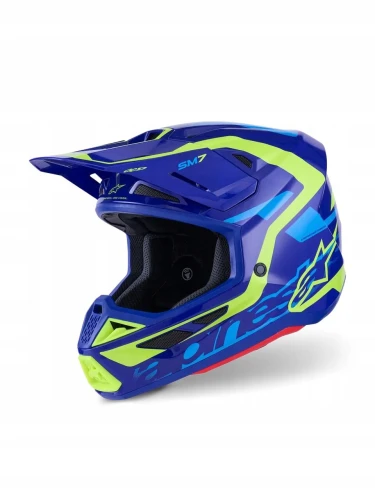 Alpinestars Kask Motocyklowy Off Road SM7 Deed Blue Fluo Yellow