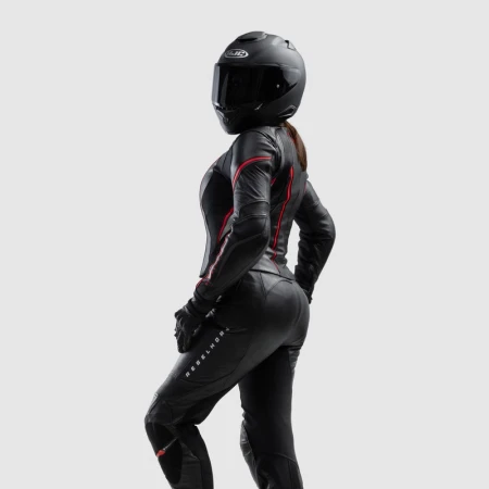 KURTKA MOTOCYKLOWA SKÓRZANA DAMSKA REBELHORN DIVA ST BLACK RED WHITE W32
