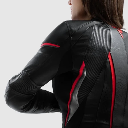 KURTKA MOTOCYKLOWA SKÓRZANA DAMSKA REBELHORN DIVA ST BLACK RED WHITE W32