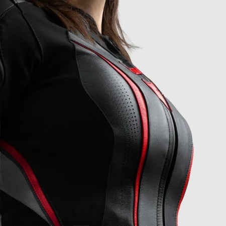 KURTKA MOTOCYKLOWA SKÓRZANA DAMSKA REBELHORN DIVA ST BLACK RED WHITE W32