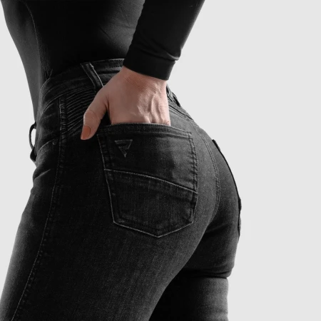 JEANSY MOTOCYKLOWE DAMSKIE REBELHORN AGNESS 2 WASHED BLACK MONOLAYER 24/30