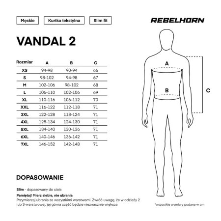 KURTKA MOTOCYKLOWA TEKSTYLNA REBELHORN VANDAL 2 BLACK