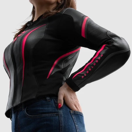 KURTKA MOTOCYKLOWA SKÓRZANA DAMSKA REBELHORN DIVA ST BLACK PINK W32