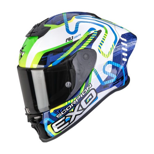 Przejdź do produktu KASK SCORPION EXO-R1 EVO II AIR CORNERING WHITE BLUE GREEN