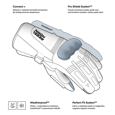 RĘKAWICE MOTOCYKLOWE REBELHORN TRACER WP BLACK