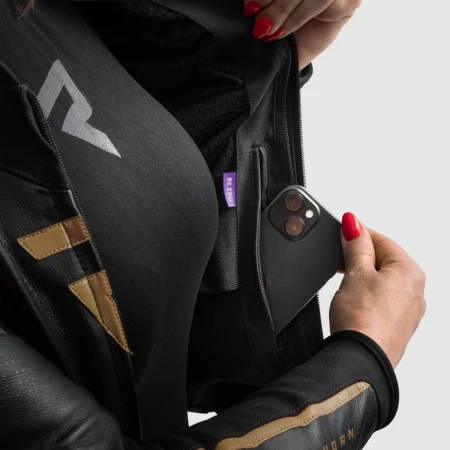 KURTKA MOTOCYKLOWA SKÓRZANA DAMSKA REBELHORN DIVA ST BLACK GOLD W32