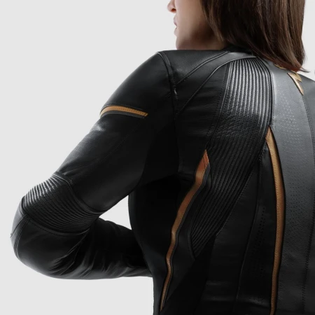 KURTKA MOTOCYKLOWA SKÓRZANA DAMSKA REBELHORN DIVA ST BLACK GOLD W32