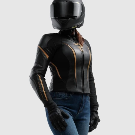 KURTKA MOTOCYKLOWA SKÓRZANA DAMSKA REBELHORN DIVA ST BLACK GOLD W32