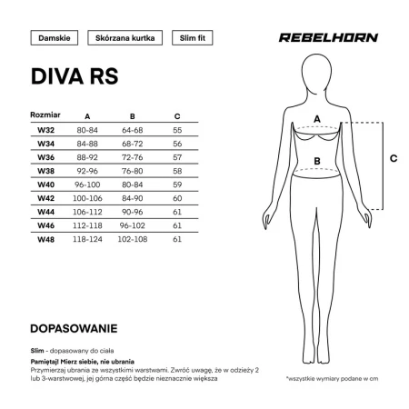 KURTKA MOTOCYKLOWA SKÓRZANA DAMSKA REBELHORN DIVA RS BLACK W32