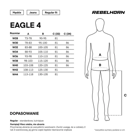 JEANSY MOTOCYKLOWE REBELHORN EAGLE 4 BLACK REGULAR FIT 28/32