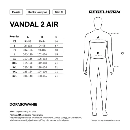 KURTKA MOTOCYKLOWA TEKSTYLNA REBELHORN VANDAL 2 AIR BLACK