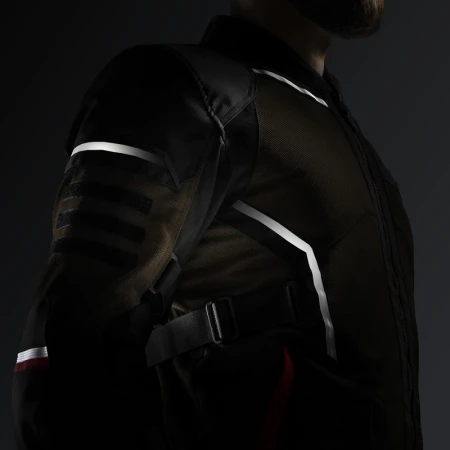KURTKA MOTOCYKLOWA TEKSTYLNA REBELHORN SCANDAL 3 DESERT BLACK RED