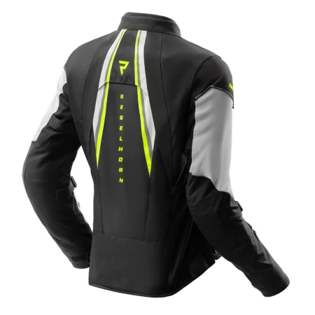 KURTKA MOTOCYKLOWA TEKSTYLNA DAMSKA REBELHORN SWIFT LIGHT GREY FLUO YELLOW WXS