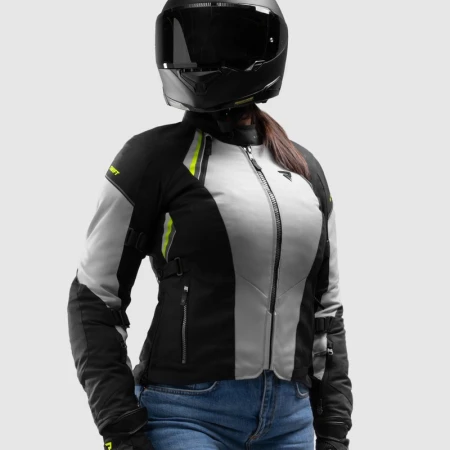 KURTKA MOTOCYKLOWA TEKSTYLNA DAMSKA REBELHORN SWIFT LIGHT GREY FLUO YELLOW WXS