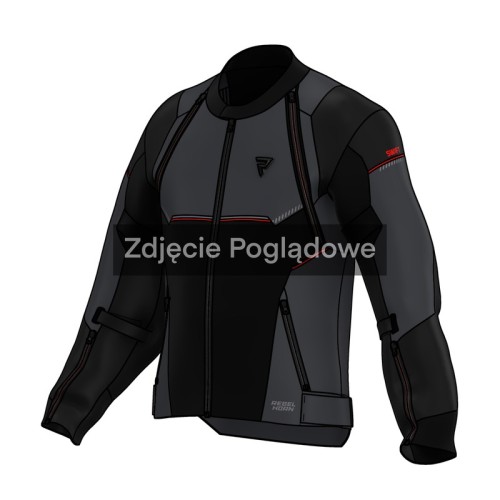 Przejdź do produktu KURTKA MOTOCYKLOWA TEKSTYLNA REBELHORN SWIFT BLACK DARK GREY RED