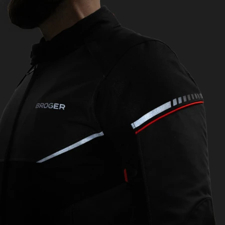 KURTKA MOTOCYKLOWA TEKSTYLNA BROGER GRID BLACK DARK GREY RED