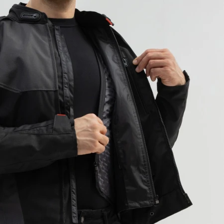 KURTKA MOTOCYKLOWA TEKSTYLNA BROGER GRID BLACK DARK GREY RED