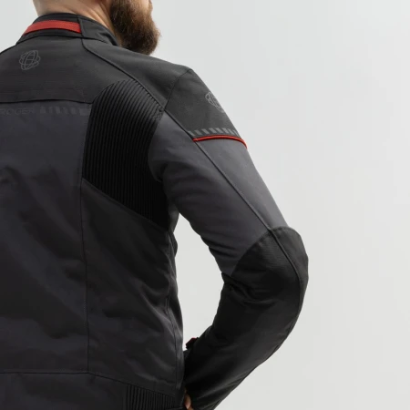 KURTKA MOTOCYKLOWA TEKSTYLNA BROGER GRID BLACK DARK GREY RED