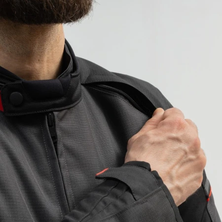 KURTKA MOTOCYKLOWA TEKSTYLNA BROGER GRID BLACK DARK GREY RED