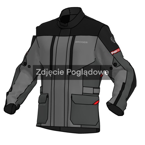 Przejdź do produktu KURTKA MOTOCYKLOWA TEKSTYLNA BROGER OVERLAND BLACK DARK GREY RED