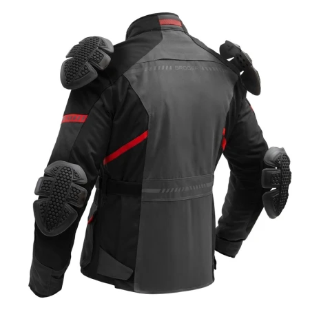KURTKA MOTOCYKLOWA TEKSTYLNA BROGER OVERLAND BLACK DARK GREY RED