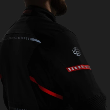 KURTKA MOTOCYKLOWA TEKSTYLNA BROGER OVERLAND BLACK DARK GREY RED