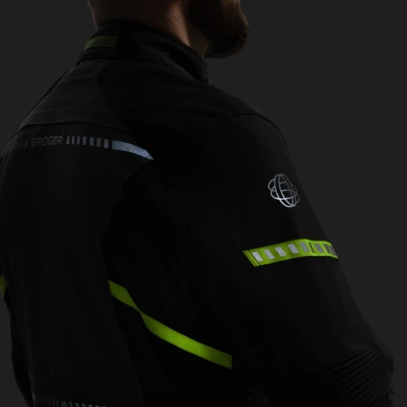 KURTKA MOTOCYKLOWA TEKSTYLNA BROGER OVERLAND BLACK GREY FLUO YELLOW