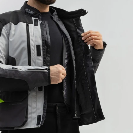 KURTKA MOTOCYKLOWA TEKSTYLNA BROGER OVERLAND BLACK GREY FLUO YELLOW