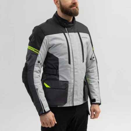 KURTKA MOTOCYKLOWA TEKSTYLNA BROGER OVERLAND BLACK GREY FLUO YELLOW