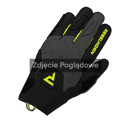 RĘKAWICE MOTOCYKLOWE DAMSKIE REBELHORN CORE BLACK GREY FLUO YELLOW WXS