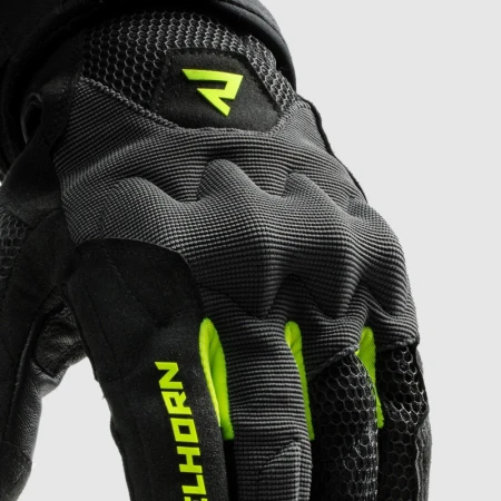 RĘKAWICE MOTOCYKLOWE DAMSKIE REBELHORN CORE BLACK GREY FLUO YELLOW WXS