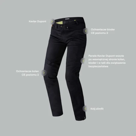 JEANSY MOTOCYKLOWE REBELHORN RAGE 2 TAPERED FIT WASHED BLACK 28/34