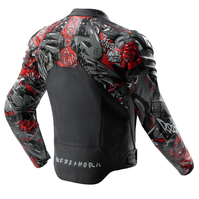 KURTKA MOTOCYKLOWA SKÓRZANA REBELHORN VANDAL 2 CRUZE BLACK DARK GREY RED 46