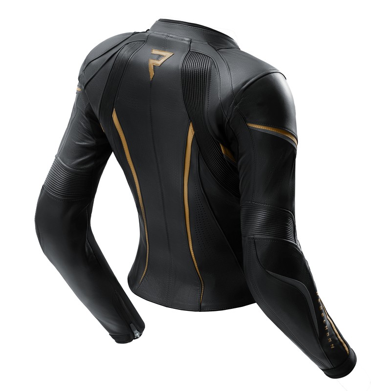 KURTKA MOTOCYKLOWA SKÓRZANA DAMSKA REBELHORN DIVA ST BLACK GOLD W32