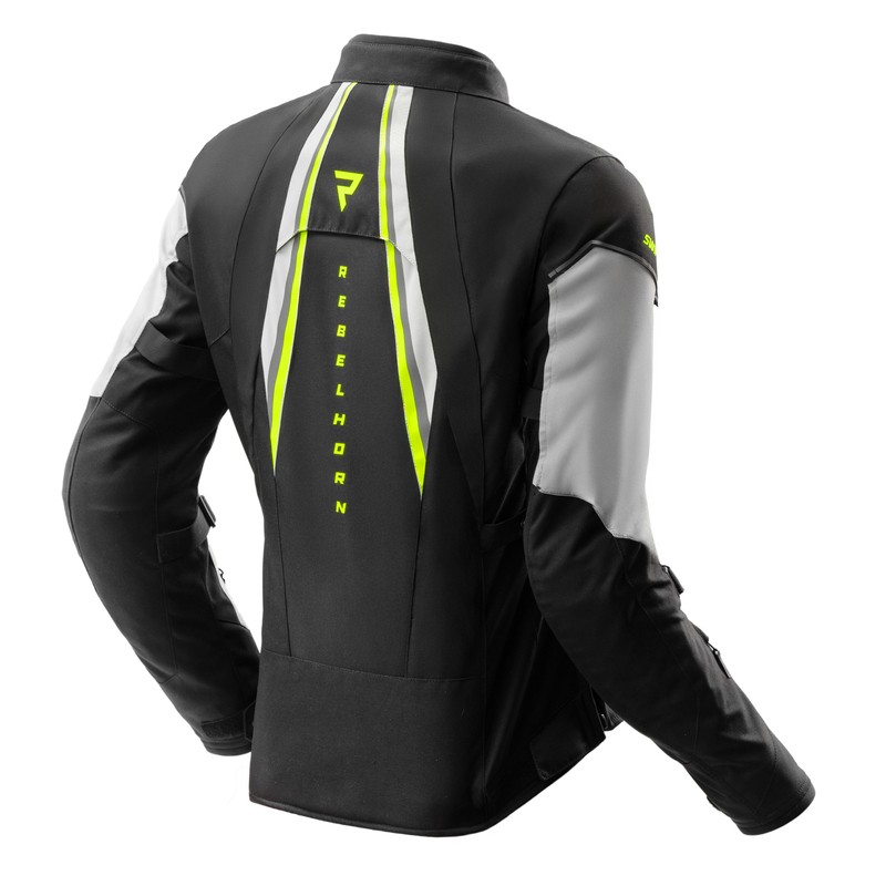 KURTKA MOTOCYKLOWA TEKSTYLNA DAMSKA REBELHORN SWIFT LIGHT GREY FLUO YELLOW WXS