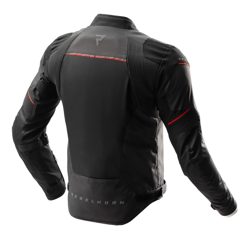 KURTKA MOTOCYKLOWA TEKSTYLNA REBELHORN SWIFT BLACK DARK GREY RED