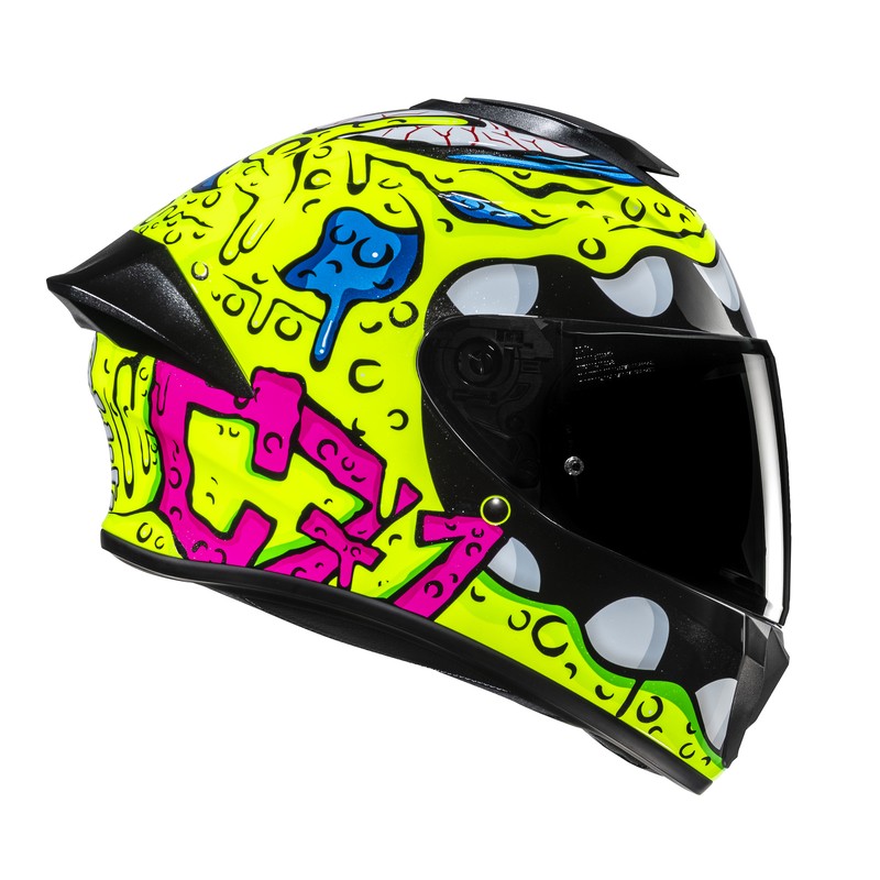 KASK MOTOCYKLOWY HJC C71 SQUEEZE YELLOW PINK
